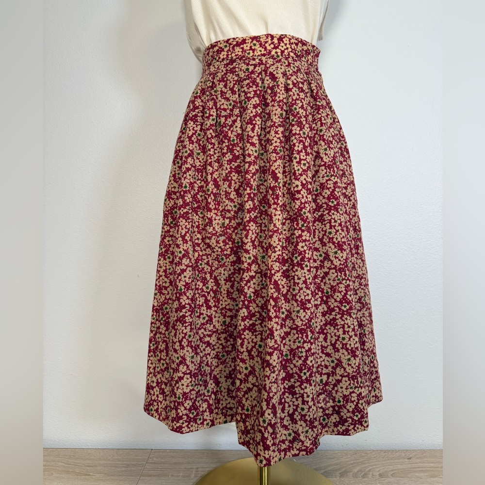 Vintage Christian Dior Pret-a-porter Red Floral A Line Skirt Women’s Sz M - Picture 3 of 8